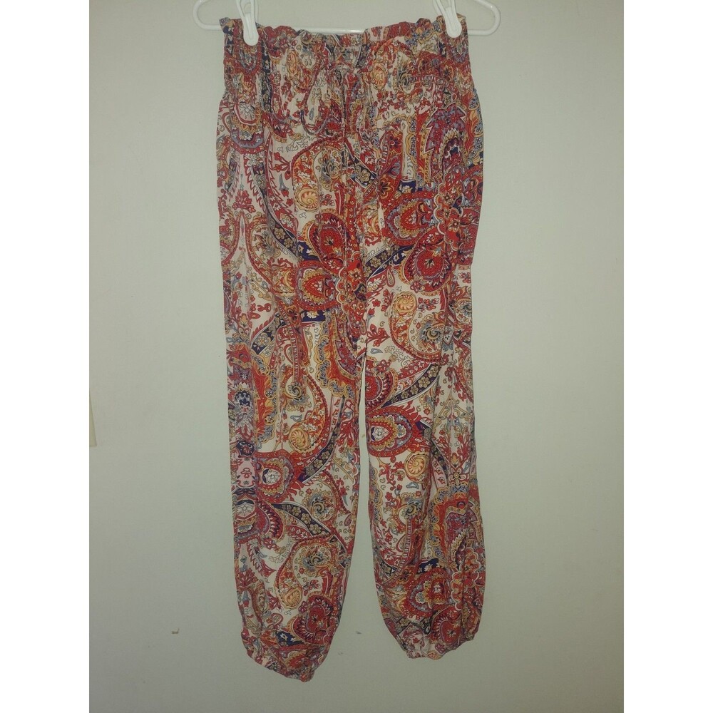 Ladies Med Colorful Lounge Pants Harem Style Elastic Waist &  Ankles Bohemian